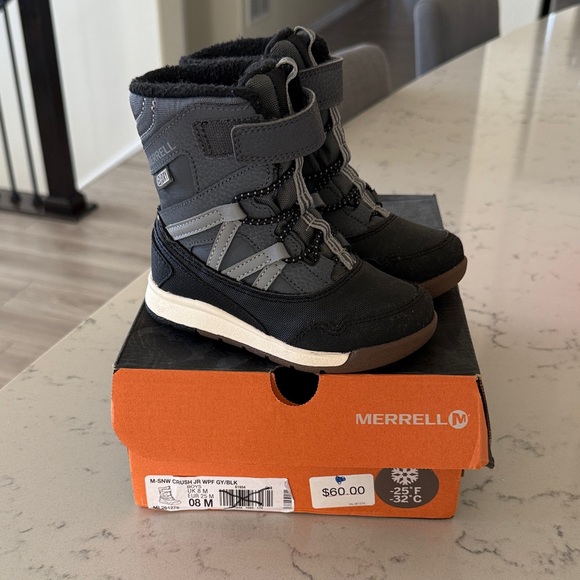 Merrell Other - Merrell Toddler M-Snow CRUSH JR waterproof grey/black 8 New